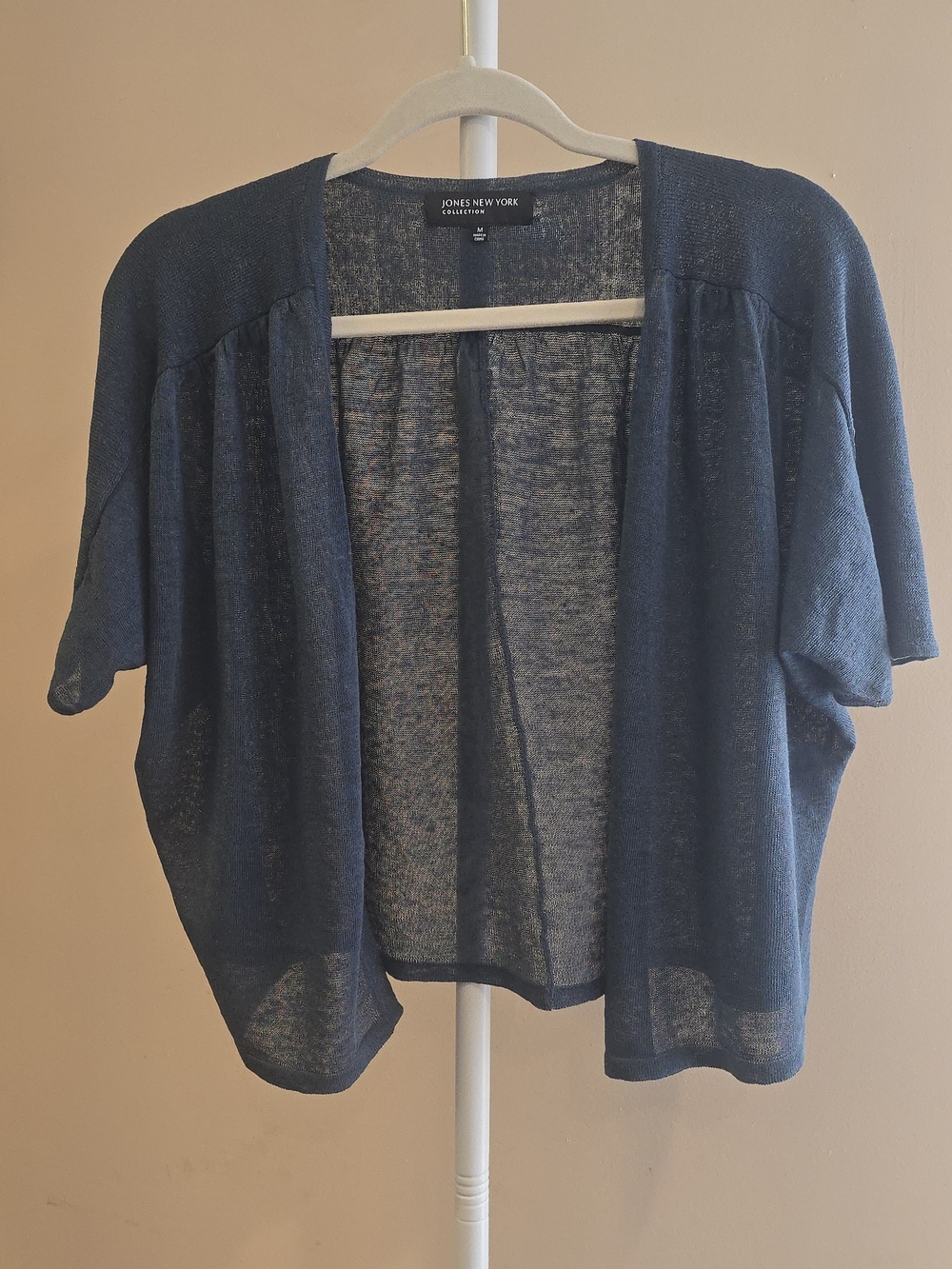 Jones New York Navy Short-Sleeve Open Cardigan